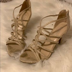 Gold sparkly heels